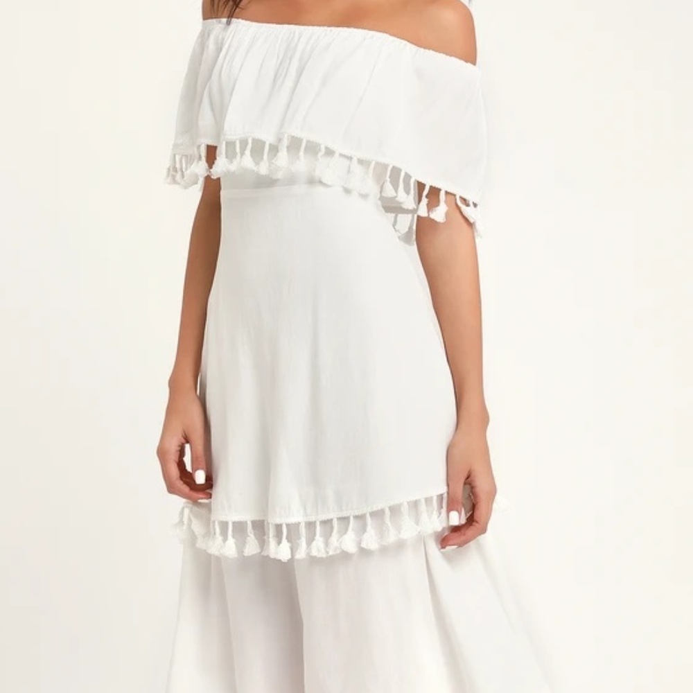 Lulu's Pensacola White Tassel Midi-Dress NWT - Picture 2 of 3